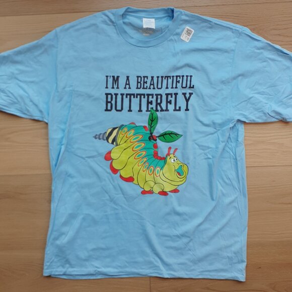 Heimlich I'm a Beautiful Butterfly - A Bug's Life - New XL Baby Blue T-Shirt - Picture 1 of 4